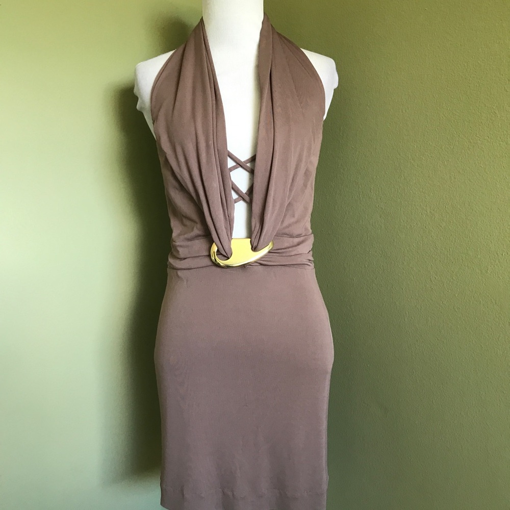 BeBe Mocha Halter Dress Size Small